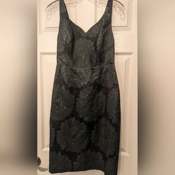 Leifsdottir Anthropologist zip blooms sheath floral green formal mini dress sz 4 - Picture 2 of 10